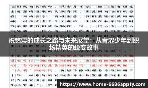 祝铭震的成长之路与未来展望：从青涩少年到职场精英的蜕变故事